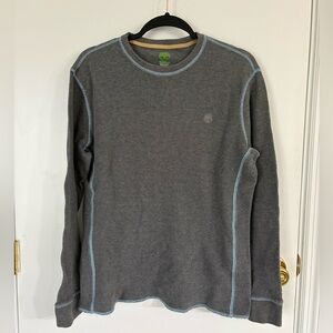 Men’s Timberland Gray Long Sleeve Crew Neck Shirt with Blue Stitching